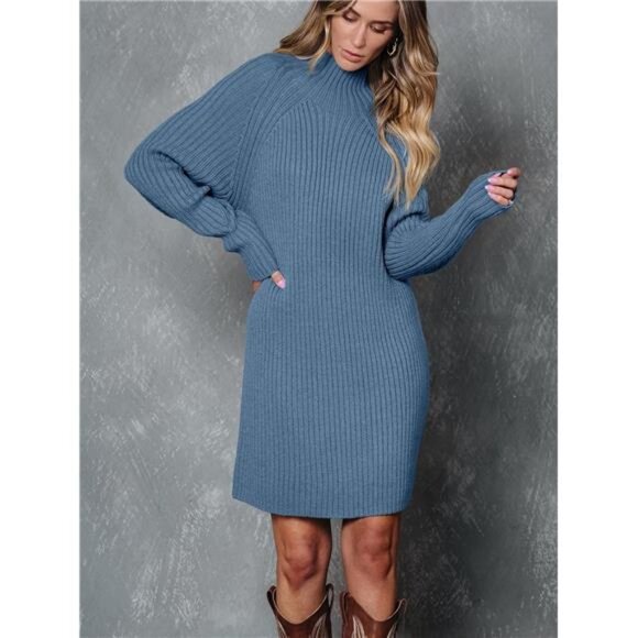 Sweater Dresses for Women Blue - Picture 3 of 6
